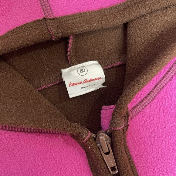 Hanna Andersson Baby US 18-24 Months Pink Fleece Zip Up Bunting Jumpsuit Sz 80 - Picture 6 of 6